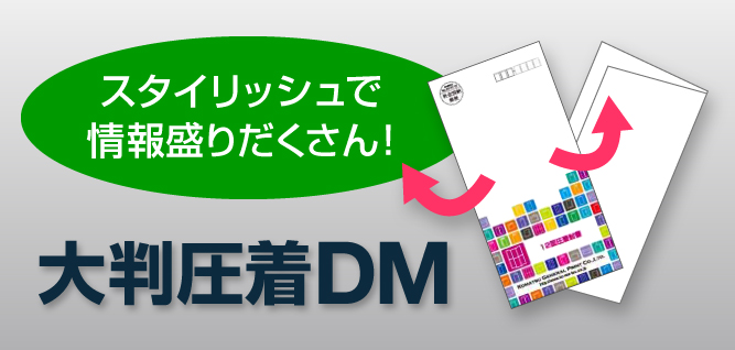 スタイリッシュで情報盛りだくさん！ 大判圧着DM